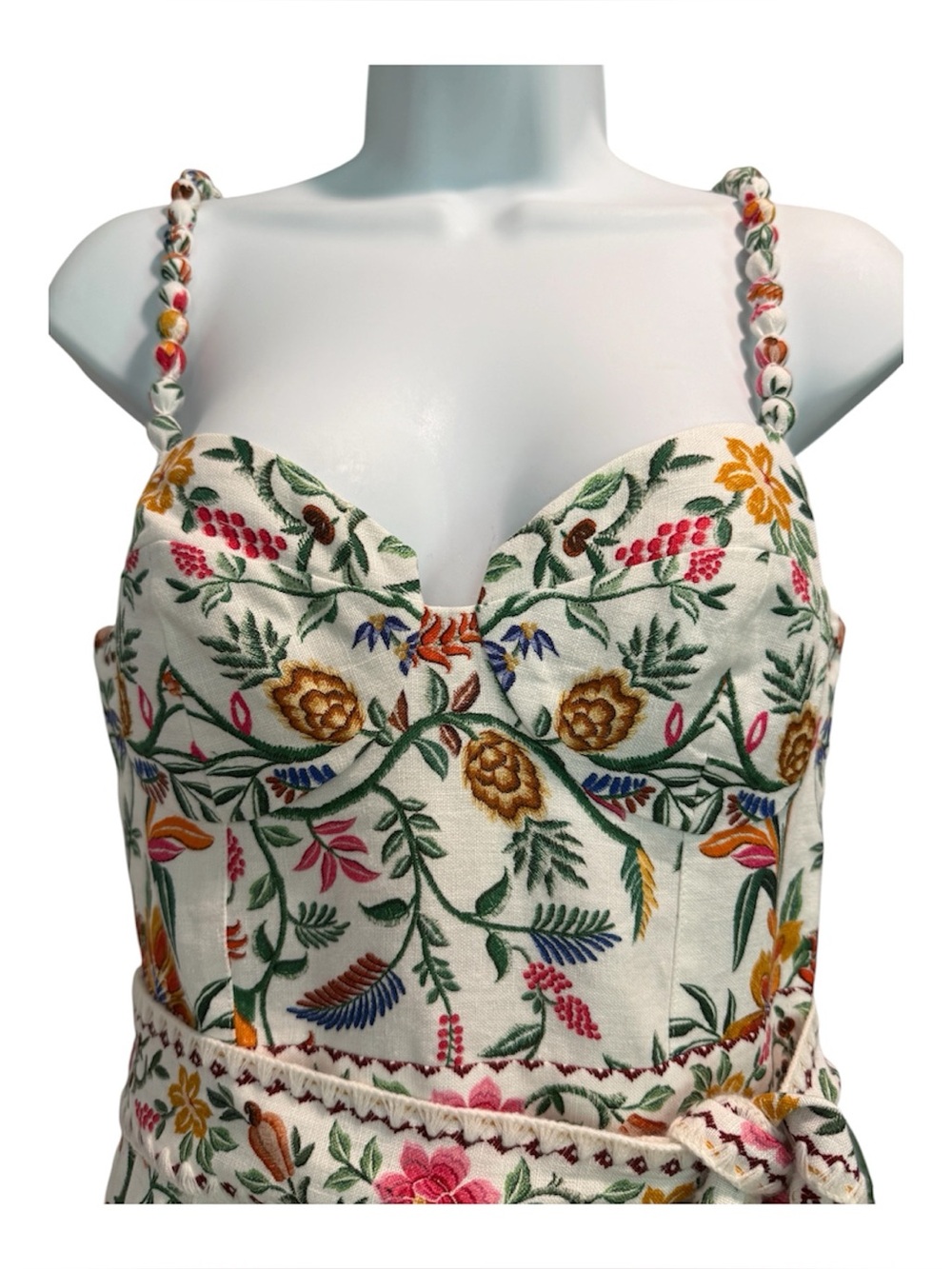 Farm Rio Off-White Delicate Forest Euroflax™ Premium Linen Romper NWT SIZE SMALL - Picture 9 of 15